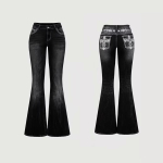 Moodsad Y2k teksap&uuml;ksid naistele Sinised K&otilde;rge V&ouml;&ouml;koht Laia S&auml;&auml;raga Denim P&uuml;ksid Tikandiga Vintage Retro Stiil Trendikas Kollektsioon XL black