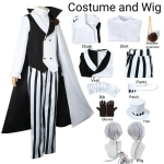 Nikolai Gogol Cosplay Kost&uuml;&uuml;m Anime Bungou BSD Hooaeg 4 Nikolai Cosplay Keep &Uuml;likond Parukas Halloween XL&Other white