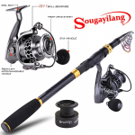 Spinningu &otilde;ngen&ouml;&ouml;ri ja rulli kombode teleskoopne &otilde;ngepuu vaba n&ouml;&ouml;ripooliga spinningurullid 1.8M&2000 Reel