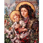 Rhinestones Pildid Religioon Teemantmaal Neitsi Ema Beebi Teemanttikandid Kodukaunistus 20X30CM