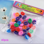 1 pakk V&auml;ikeste r&otilde;ngastega juuksepaelad, t&uuml;drukud, elastsed juuksepaelad, kummipael, hobusesabahoidja, peakatted 40pcs