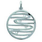 Les Tr&eacute;sors De Lily [N3045] - Pendentif Argent 'Tempo' blanc argent&eacute; (rhodi&eacute;) - 20 mm valge