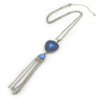 Les Tr&eacute;sors De Lily [N3610] - Collier sautoir 'Navajos' bleu argent&eacute; h&otilde;be