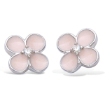 Les Tr&eacute;sors De Lily [N6260] - Boucles Argent 'Flora' rose (rhodi&eacute;) - 7x7 mm Heleroosa