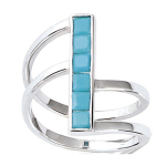 Bague Argent 'Boho' turquoise argent&eacute; (rhodi&eacute;) - 20 mm 54 t&uuml;rkiissinine