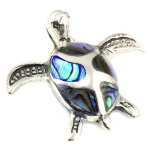 Les Tr&eacute;sors De Lily [Q7514] - K&auml;sit&ouml;&ouml;na valmistatud h&otilde;bedast ripats  Tortoise  sinine h&otilde;bedane p&auml;rlmutter - 19x18 mm t&uuml;rkiissinine