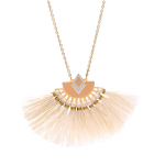Les Tr&eacute;sors De Lily [Q8652] - Collier cr&eacute;ateur acier 'Cleopatra' beige dor&eacute; - 70x40 mm beež