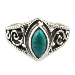 Bague artisanale Argent 'Heaven' turquoise - 11x7 mm 52 t&uuml;rkiissinine