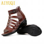 AIYUQI naiste sandaalid suvised naiste ehtsast nahast sandaalid kivisandaalid Rooma sandaalid naistele ema 43 pruun