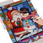 Teemantmaaling Ristpistega lumememm 5D DIY Teemanttikandid J&otilde;uluvana J&otilde;ulukaunistused Seinakunst Full Round (20X30CM)