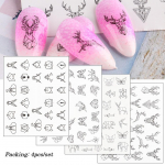 4-leheline k&uuml;&uuml;nte vesikleebis DIY must abstraktne n&auml;okujutis, k&uuml;&uuml;nekunst, manik&uuml;&uuml;r, loominguline kujundus Vesim&auml;rgikleebiste t&ouml;&ouml;riist 4 Sheets