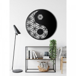 Metallist Yin Yang kaunistus, Metallist seinakunst, P&uuml;ha seinakunst, Zen seinakaunistus, Geomeetriline metallist seinakaunistus, Kodu elutoa kaunistus, Seinakatted 18"W x 18"H / 45x45cm must