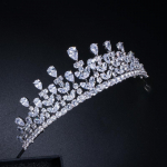 CMM Noble Cubic Zirconia Headdress Ehted Pruudi tiaarad ja kroon valge kulla v&auml;rv