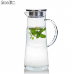 Kuumakindel klaaskarahvin roostevaba kaanega kuuma v&otilde;i j&auml;&auml;vee pudeliga puuviljalille teekann 1500 ml