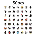 50/100 tk armsad multifilmid musta kassi kleebised lastele kingitus veekindla grafiti pagasiga s&uuml;learvuti kitarr rulakaunistusega jalgratta auto kleebised 50pcs