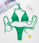 Naiste ujumisriided, soliidsed p&auml;itsetega kolmnurksed seksikad bikiinid, k&uuml;lglips Brasiilia rannariided, ujumiskost&uuml;&uuml;mid S roheline
