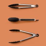 1 tk mustast silikoonist k&ouml;&ouml;giklambrid toidutangid k&ouml;&ouml;gin&otilde;ud vidinad roostevabast terasest k&auml;epidemega P&otilde;letusvastane riputatav kaasaskantav hoiustamist&ouml;&ouml;riist k&ouml;&ouml;giriistad