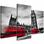 Kolmeosalise pildiga l&otilde;uenditr&uuml;kk Red London Bus 60x40 punane