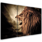 Kolmeosalise pildiga l&otilde;uenditr&uuml;kk African Lion Animals Nature 60x40 oranž