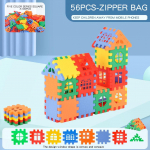 56 tk / komplekt Plastikust ruudukujulised ehitusklotsid alushariduse digitaalsed viiev&auml;rvilised ehitusklotsid maja ehitamiseks meisterdatud m&auml;nguasjad 56pcs-bag
