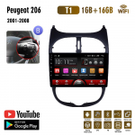 Autoraadio Peugeot 206 206CC 206SW 2000-2016 Citroen C2 2004-2008 pleier Android Carplay WIFI GPS-navigatsioon stereo 2din 1+16GB,A