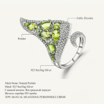 Gb 4,43 ct Looduslik Peridoot Kivi Avatud S&otilde;rmusega S&otilde;rmus T&otilde;eline 925 Sterling H&otilde;be Vintage Punk S&otilde;rmus Naistele Peen Ehtekunst 10