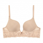 CINOON Naiste Seksikas Push Up rinnahoidja Prantsuse pitsiline s&uuml;gav V pesu Naiste &otilde;huke pulm Bralette aluspesu tikandid No Trace Top 85C valge