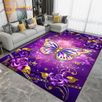 V&auml;rviline liblikalillede kunstiala vaip, vaipvaip elutoa magamistoa diivanile, k&ouml;&ouml;gi-vannitoa uksematt, libisemiskindel p&otilde;randamatt 80x120cm