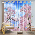 Cherry Blossoms aknakardin koos Grommeti Flora Tree Scenery pimendavad kardinad magamistoa jaoks k&otilde;rge varjuga (70&ndash;90 %)2 Paneel W53.5 X H114cm X 2
