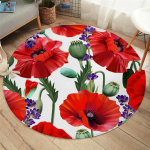 Voodipesu Outlet Lilled Magamistoa p&otilde;randamatt Rohelised Lehed &Uuml;mar vaip Troopilised taimed Vaip Lilleline elutuba Diameter 150cm