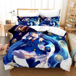 3D Cartoon Beauty voodipesukomplekt Cartoon Beauty tekikott ja padjap&uuml;&uuml;r 2/3 t&uuml;kki Homeboy Room t&auml;issuuruses kiiresti kuivav tekikott Baby 100x135cm