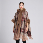 Talvine naise r&auml;tik, jope karusnahast krae kapuutsiga r&auml;tik Tweed jakk, suur kampsun One Size khaki