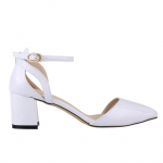 &Uuml;ksikud kingad t&ouml;&ouml; OL Paksu kontsaga naiste terava varbaga naiste sandaalid Suu kingad Pulmapeo kingad 35 valge