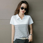 Vintage &otilde;huke triibuline k&otilde;ik sobivad &otilde;huke kontori naiste t&ouml;&ouml; T-s&auml;rk Naiste suvine Korea l&uuml;hikeste varrukatega &otilde;hukesed Za naiste topid XXXL valge