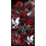 Suur fantaasia gooti roos isetehtud teemantmaal Tuvi pealuu t&auml;ispuur Teemanttikandid Mosaiik ristpistekomplektid kodukaunistus 30x60CM