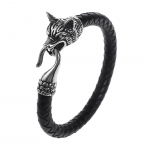 Meeste roostevabast terasest Viking Wolf Head ehtsast nahast k&auml;ev&otilde;ru Odin Wolfi peaga k&auml;ev&otilde;ru ehted 25CM