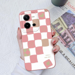 Silikoonist &uuml;mbris Vivo Z1 Pro Z3X Z5X V21E V27 Pro V9 V19 V20 V23E V25E kaane moekontrolli muster ruudukujuline vedel pehme silikoon Vivo kaitseraua kesta jaoks Vivo V19