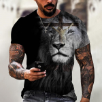 Suvised meeste T-s&auml;rgid Vintage Print L&uuml;hike Jeesus L&otilde;vi Graafiline T-s&auml;rk Lunasta Harajuku Suured riided Kaeluses vabaaja s&auml;rgid Topid 5XL