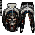 Holloween Punk Stiilis Hip Hop Skull 3D Prinditud Meeste Spordidress Hoodiga dressipluus + P&uuml;ksid 2tk Komplektid Naiste Peoriided Suures suuruses S-6XL 4XL