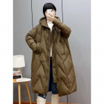 Elegantne lahtine paksendatud puuvillane mantel naistele, &uuml;le p&otilde;lve pikkusega pluss suuruses kapuutsiga jope one size