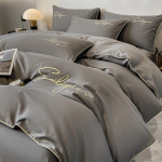 Luksuslik tikandiga voodipesukomplekt Egiptuse puuvillast 400TC tekikott, lame voodilina, &uuml;heinimesevoodiga kaheinimesevoodi, kuninganna tekikattega padjap&uuml;&uuml;r Fitted Bed Sheet&Ru Europe Size 4pcs