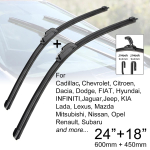 Auto esiklaasipuhasti harjad 24  + 18  J konks U-t&uuml;&uuml;pi universaal Citroen FIAT Hyundai KIA Mazda Mitsubishi Nissan Subaru jaoks