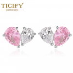 Moodne temperament armastuse juveelikomplekt roosa tsirkoonist s&uuml;damekujuline k&otilde;rvar&otilde;ngas kaelakee disain tunnetus k&otilde;rgetasemeline kerge ja luksuslik kingitus