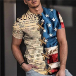 Suvine T-s&auml;rk Meeste L&uuml;hike 3D Prinditud Moetopid vabaaja T-s&auml;rk American Flag Harajuku Sleeve S&auml;rgid Oversize T-s&auml;rk T&auml;navar&otilde;ivad M