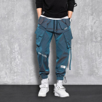 T&auml;navar&otilde;ivad Kevadised Uued vabaaja p&uuml;ksid Meeste mitme taskuga p&uuml;ksid Harajuku Slim Fit elastne v&ouml;&ouml;koht Joggers S sinine