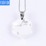 Taaveti t&auml;ht, l&otilde;igatud nurgaga naturaalne poolv&auml;&auml;riskivist kuueharuline t&auml;ht judaismi kristallist ripats kaelakee whiteturquoise