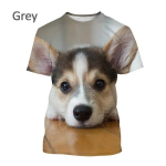 Meeste mood l&uuml;hikeste varrukatega &uuml;mmarguse kaelusega T-s&auml;rk Suvine Loomade Koerte 3D-printimine Naljakas vabaaja topp Unisex hip-hop T-s&auml;rgi topp XXS