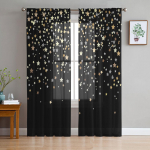 Dark Night Stars Dekoratiivsed t&uuml;llkardinad elutuppa L&auml;bipaistev kardin Magamistoa Voile Dekoratiivsed aknahooldused 135W x 114H(cm)