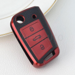 TPU nahast auto v&otilde;tme&uuml;mbrise kate Kaugkaitse VW Volkswagen Golf 7 MK7 Tiguan MK2 SEAT Ateca Leon FR 2 Ibiza Skoda Octavia A7 jaoks punane