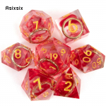 7 tk punane vaigust s&otilde;rmus kuldne number terava servaga t&auml;ringud, mitmetahulised t&auml;ringud, mis sobivad rollim&auml;nguks RPG lauam&auml;nguks mitmev&auml;rviline